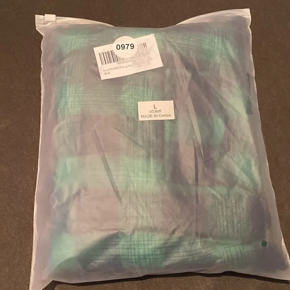 Kouser British Style Green Plaid Winter Dog Coat Jacket Reversible Size L NEW